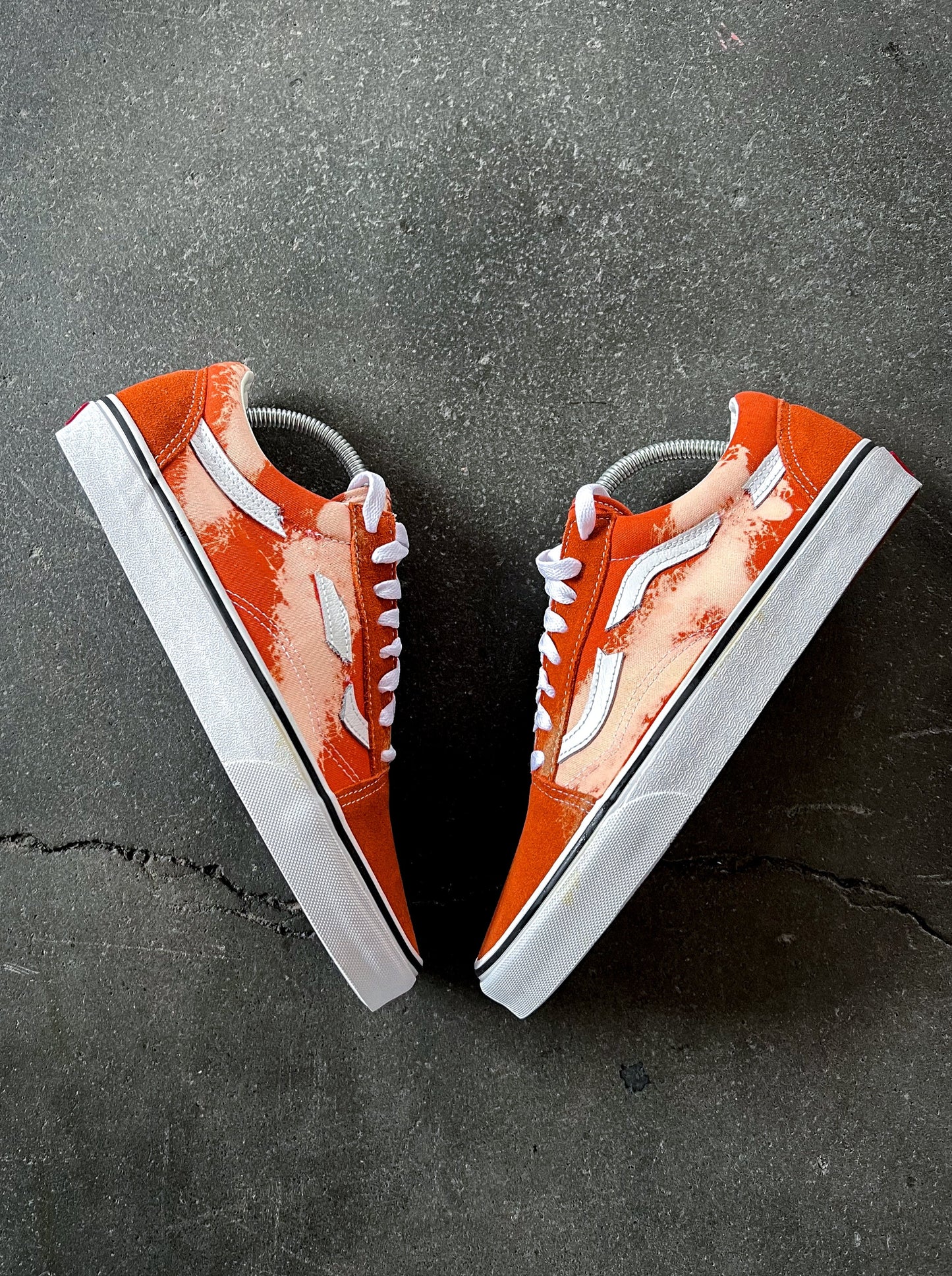Bleached Red Orange Vans