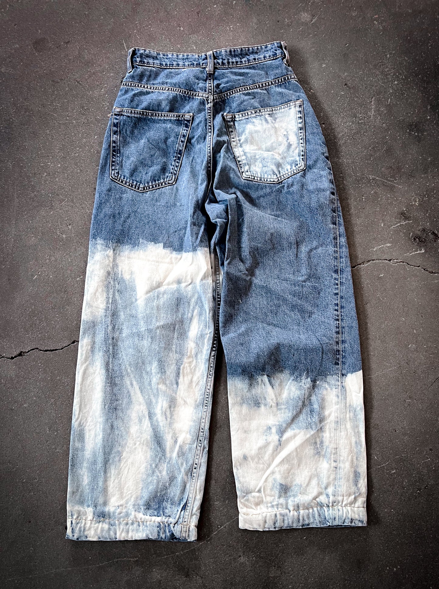 Asymmetrical Bleached Jeans