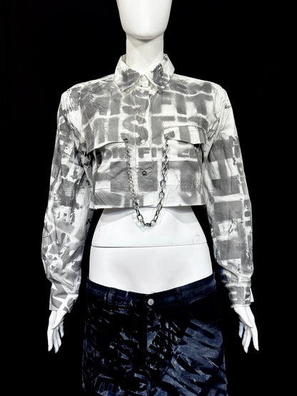 MISFIT GRID CROPPED SHIRT