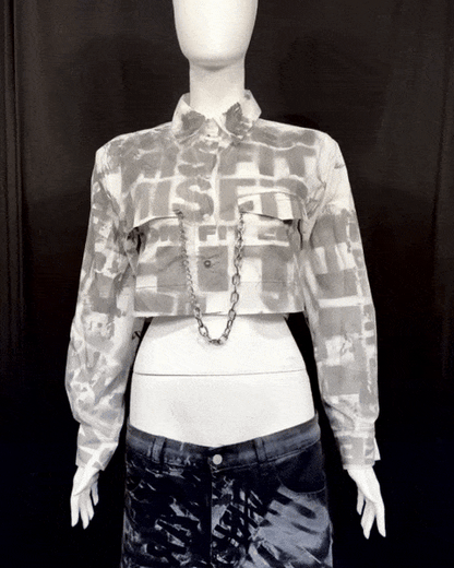 MISFIT GRID CROPPED SHIRT